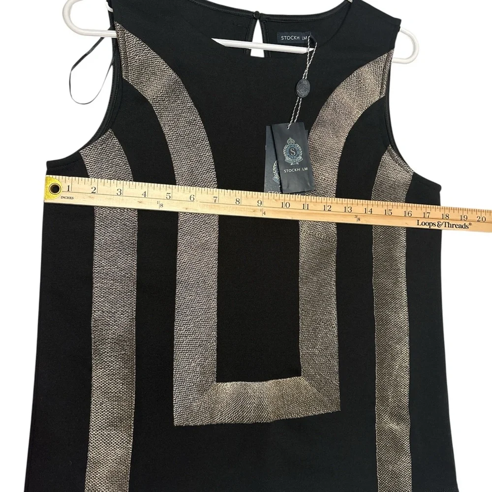 STOCKH LM,Elegant Black and Gold Tank Top,size S,NWT